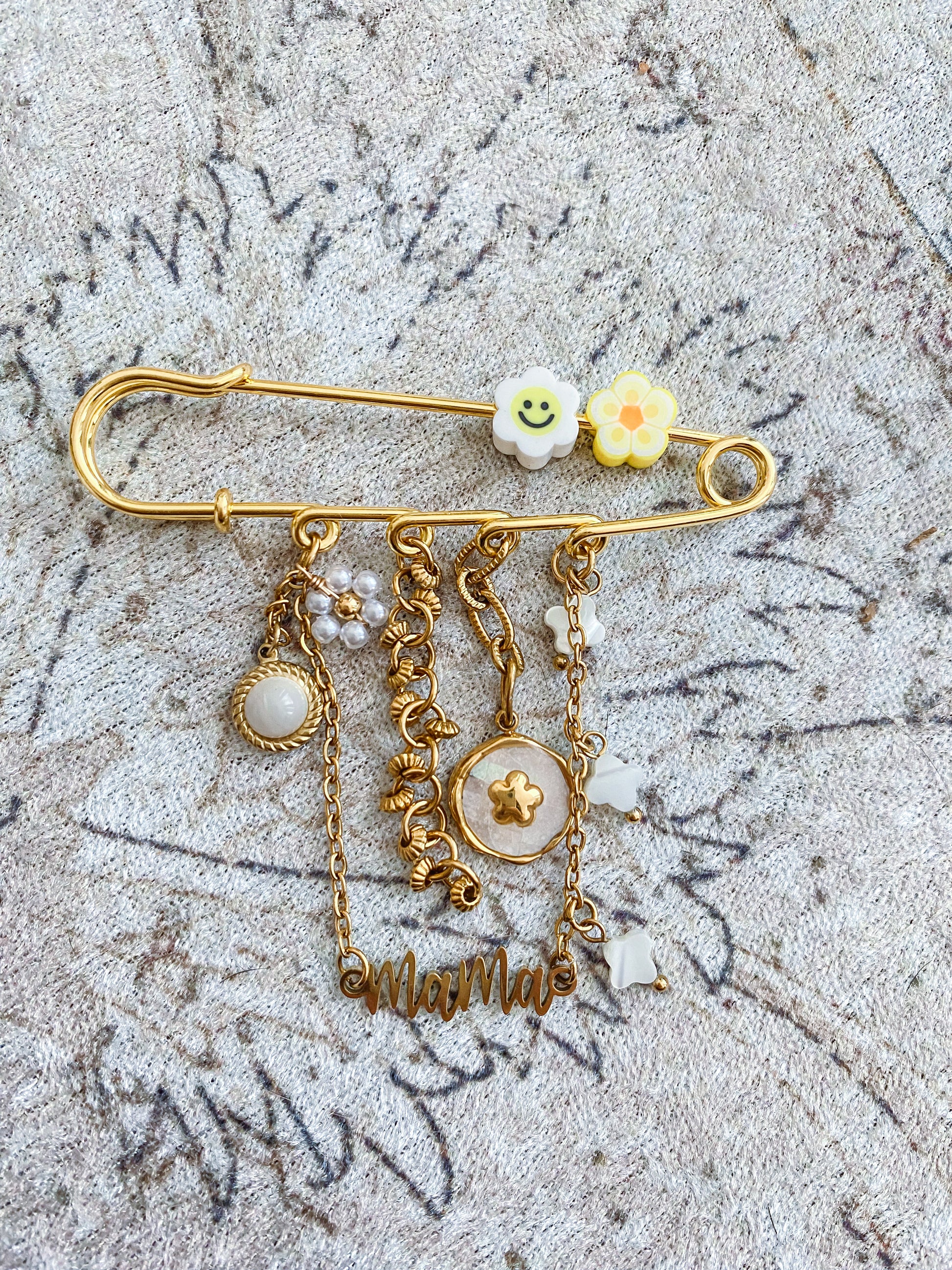 Broche en acier inoxydable Doré maman