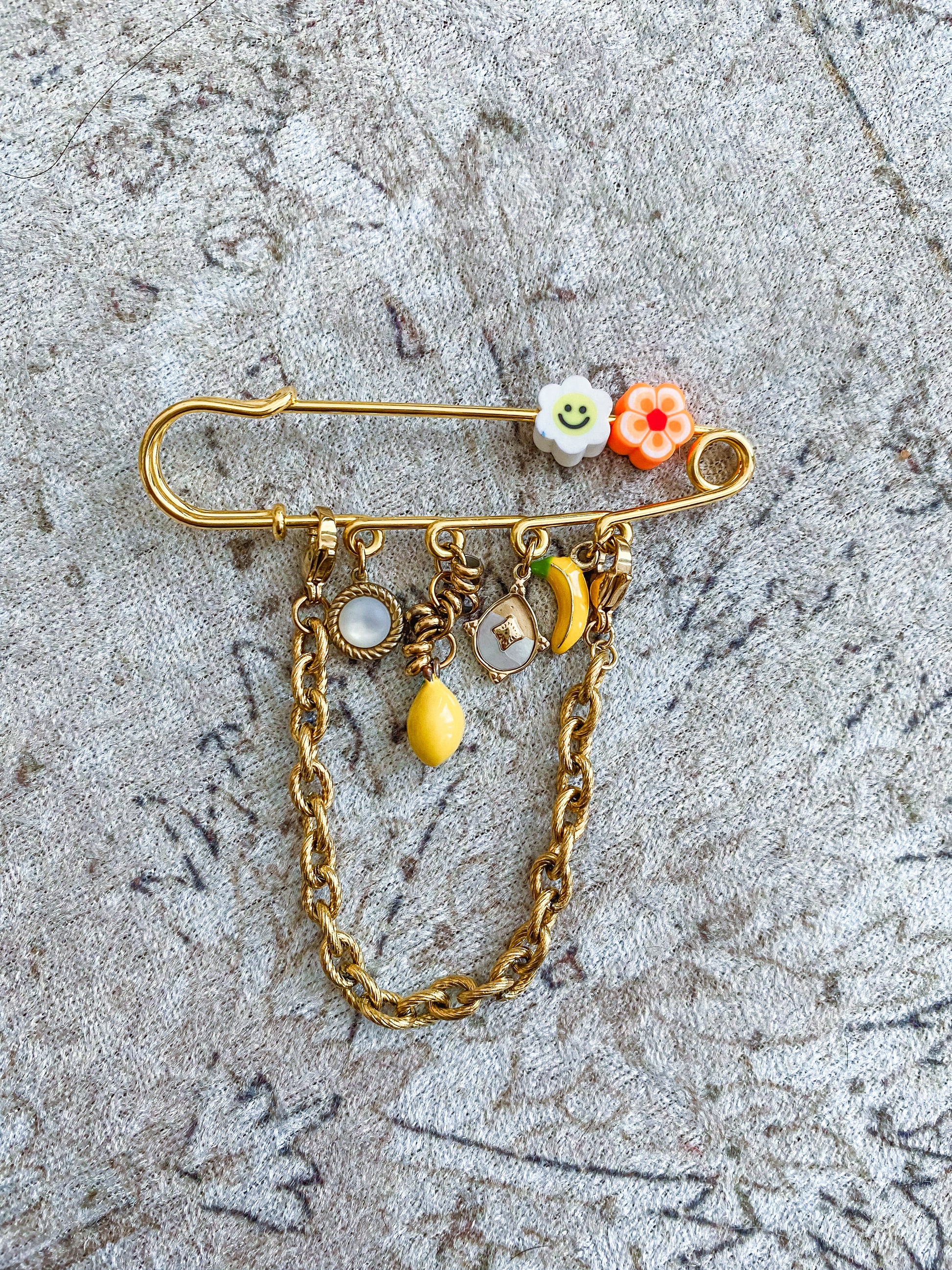 Broche en acier inoxydable Doré blanc et jaune