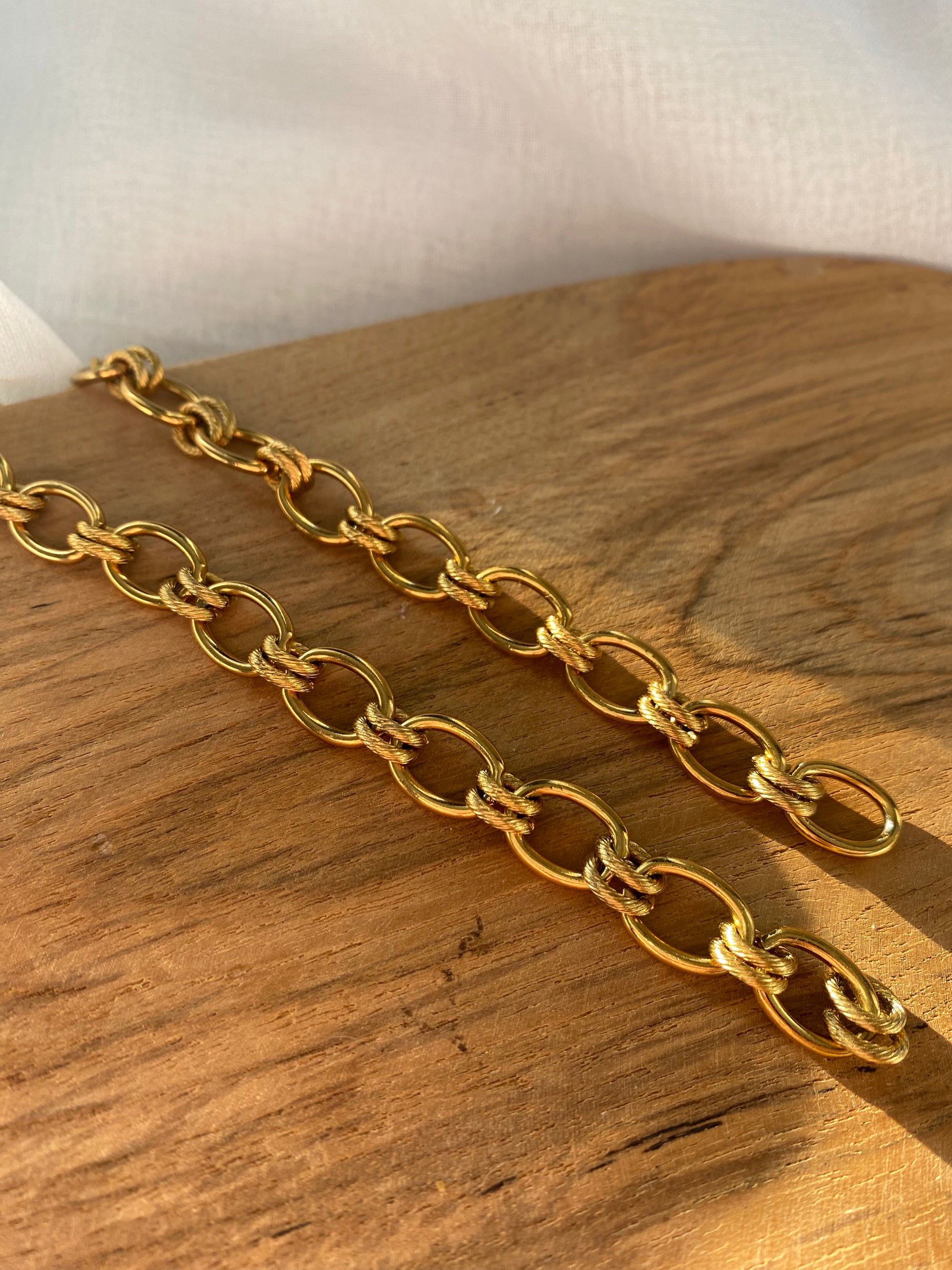 Maille en acier inoxydable doré double anneaux