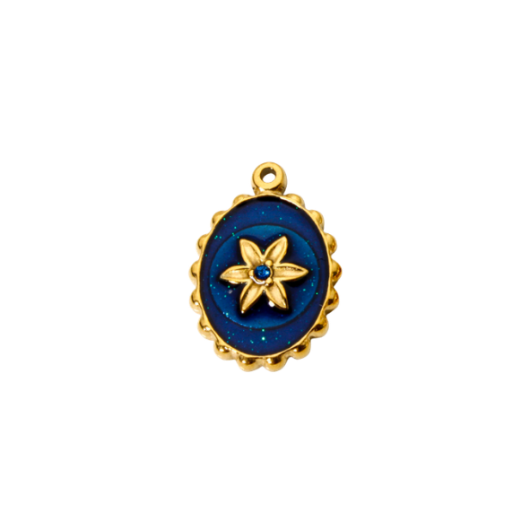 Médaillon Fleur - Bleu